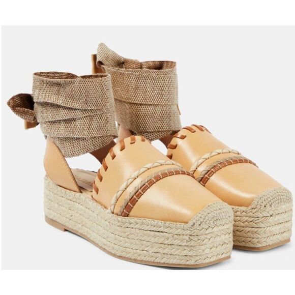 Ulla Johnson Shoes - Ulla Johnson Leather platform espadrilles New Wheat NWB Size 40